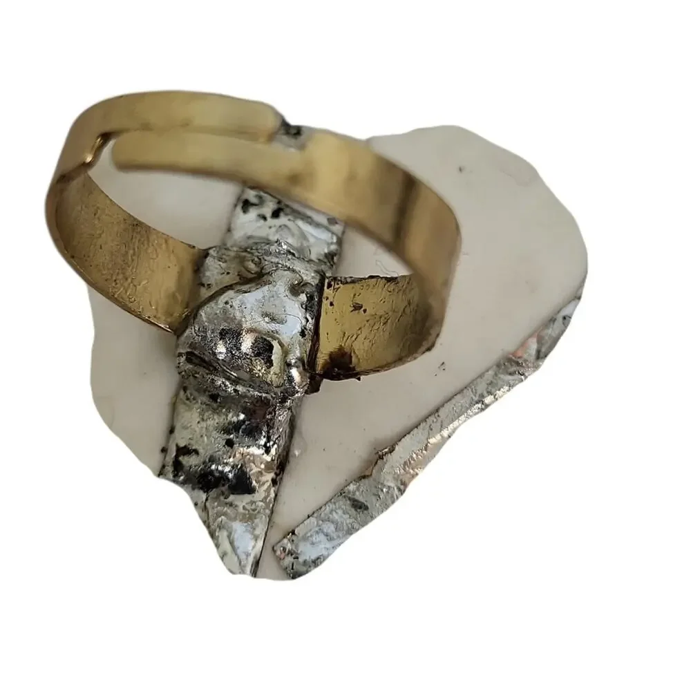 Liberty Blue Monticello Heart Broken China Ring – Real 18K Gold Plated Stainless